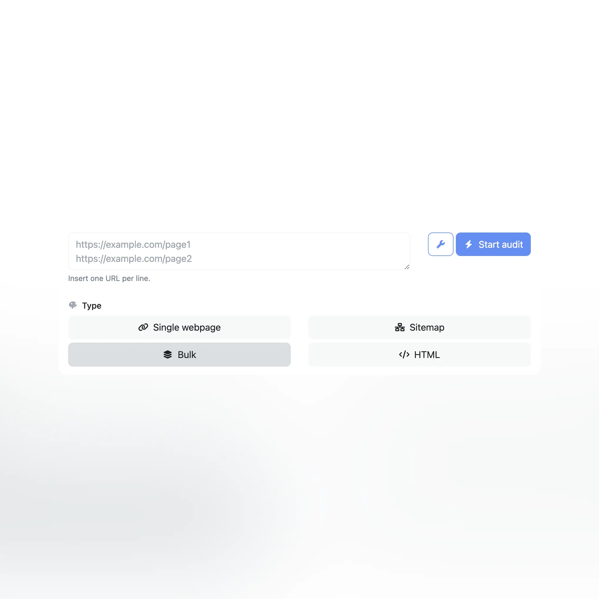 Screenshot des Formulars zur Erstellung eines seotrix-Audits